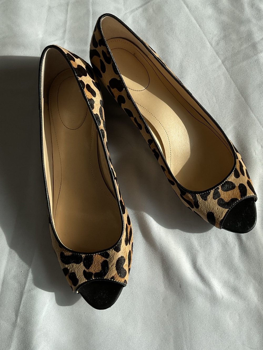 Calvin Klein Leopard Print Peep-Toe Wedge